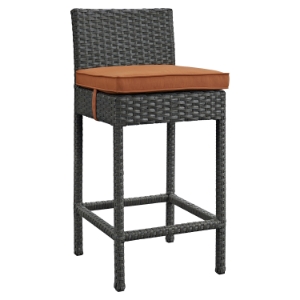 Sojourn Outdoor Patio Wicker Bar Stool - Sunbrella Canvas Tuscan 