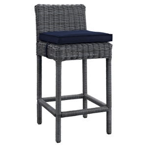 Summon Outdoor Patio Bar Stool - Sunbrella Canvas Navy 
