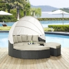 Sojourn Canopy Outdoor Patio Daybed - Sunbrella Antique Canvas Beige - EEI-1986-CHC-BEI-SET