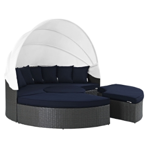 Sojourn Canopy Outdoor Patio Daybed - Sunbrella Canvas Navy 