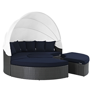 Sojourn Canopy Outdoor Patio Daybed - Sunbrella Canvas Navy 