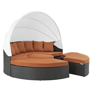 Sojourn Canopy Outdoor Patio Daybed - Sunbrella Canvas Tuscan 