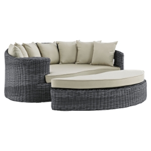 Summon Outdoor Patio Daybed - Sunbrella Antique Canvas Beige 