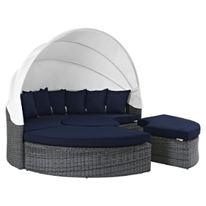 Summon Canopy Outdoor Patio Daybed - Sunbrella Canvas Navy 