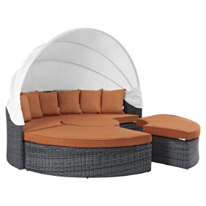 Summon Canopy Outdoor Patio Daybed - Sunbrella Canvas Tuscan 