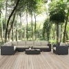 Sojourn 7 Pieces Outdoor Patio Sectional Set - Sunbrella Chocolate Beige - EEI-2013-CHC-BEI-SET
