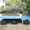 Sojourn 7 Pieces Outdoor Patio Sectional Set - Sunbrella Chocolate Navy - EEI-2013-CHC-NAV-SET