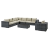Summon 7 Pieces Outdoor Patio Sectional Set - Sunbrella Gray Beige - EEI-2014-GRY-BEI-SET