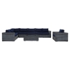 Summon 7 Pieces Outdoor Patio Sectional Set - Sunbrella Gray Navy - EEI-2014-GRY-NAV-SET