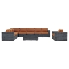 Summon 7 Pieces Outdoor Patio Sectional Set - Sunbrella Gray Tuscan - EEI-2014-GRY-TUS-SET