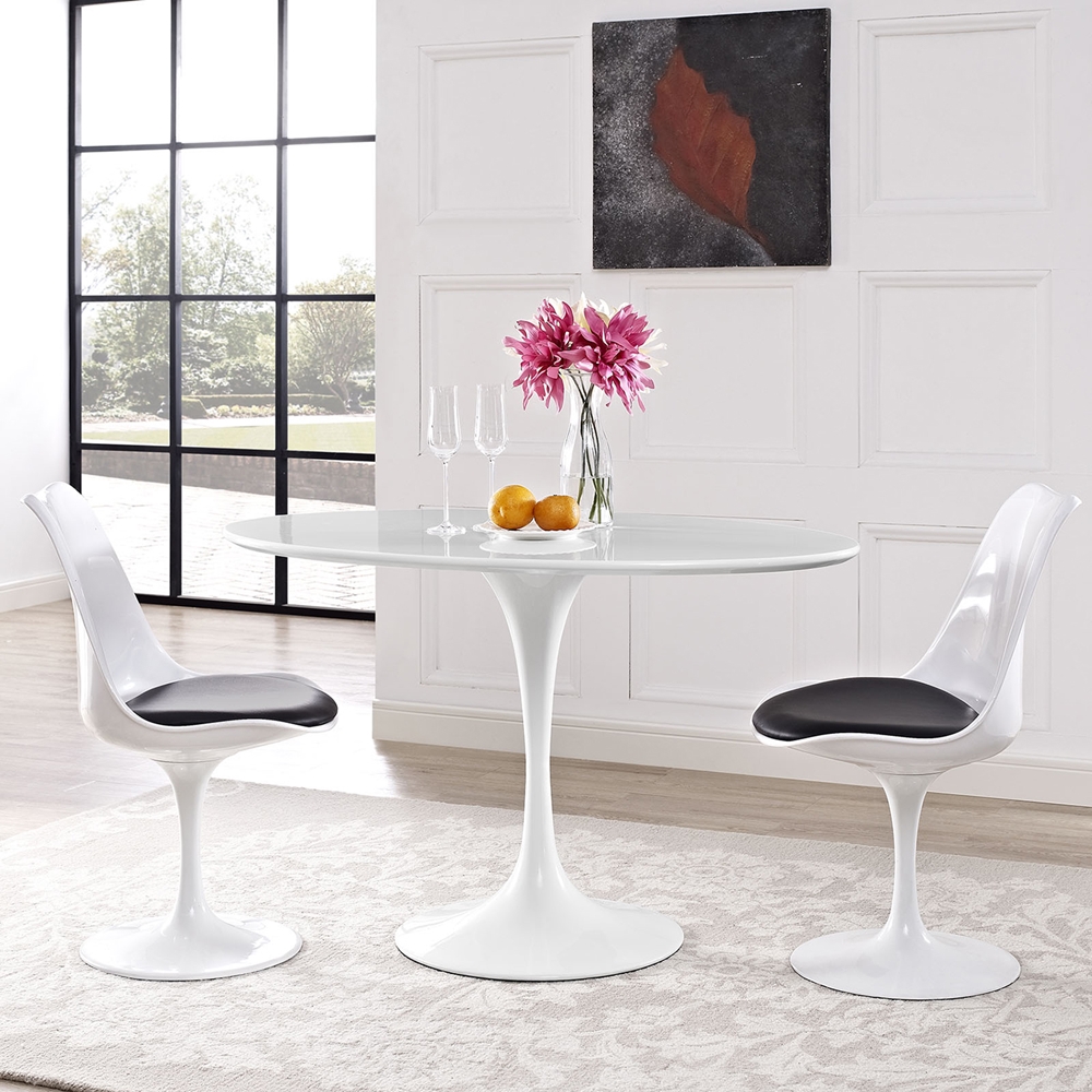 Lippa 48" Oval Dining Table - Wood Top, White | DCG Stores