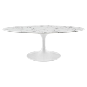 Lippa 48" Oval Artificial Marble Coffee Table - White 