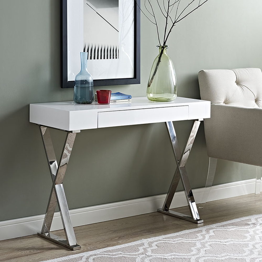 Sector Rectangular Console Table - X Legs, White | DCG Stores