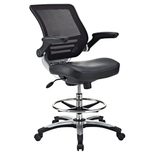 Edge Drafting Chair - Mesh Back, Chrome Foot Ring, Black 
