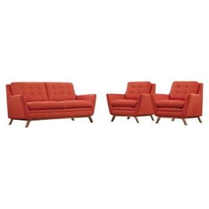 Beguile 3 Pieces Fabric Living Room Set - Tufted 
