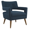 Sheer Fabric Armchair - Button Tufted, Azure - EEI-2142-AZU