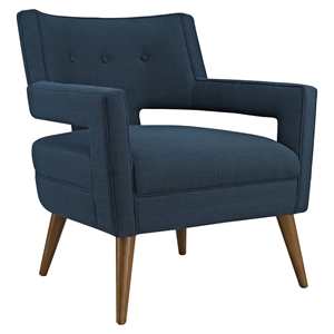 Sheer Fabric Armchair - Button Tufted, Azure 