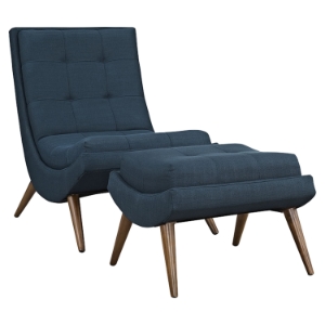 Ramp Fabric Lounge Chair Set - Tufted, Azure 