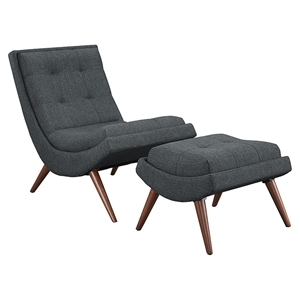 Ramp Fabric Lounge Chair Set - Tufted, Gray 