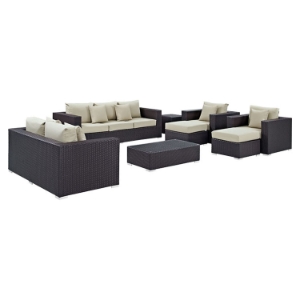 Convene 9 Pieces Outdoor Patio Sofa Set 