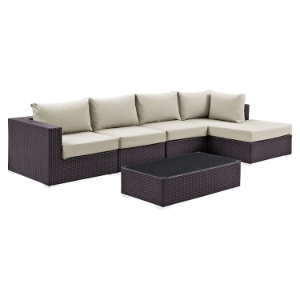 Convene 5 Pieces Outdoor Patio Sectional Set - Rectangle Table 