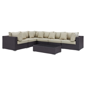 Convene 7 Pieces Outdoor Patio Sectional Set - Rectangle Table 