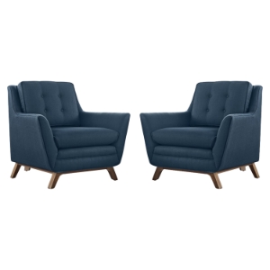 Beguile Fabric Chairs - Button Tufted, Azure 