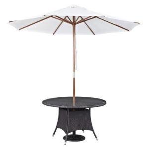 Convene Outdoor Patio Dining Table and Umbrella - Espresso White 