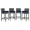 Summon Outdoor Patio Wicker Bar Stool - Sunbrella Canvas Navy (Set of 4) - EEI-2198-GRY-NAV-SET
