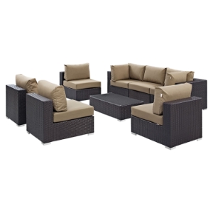 Convene 8 Pieces Outdoor Patio Sectional Set - Rectangle Table 