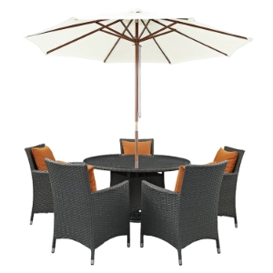 Sojourn 7 Pieces Round Outdoor Patio Set - Sunbrella Canvas Tuscan 