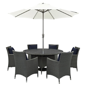 Sojourn 8 Pieces Outdoor Patio Set - Sunbrella Canvas Navy 