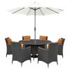 Sojourn 8 Pieces Outdoor Patio Set - Sunbrella Canvas Tuscan - EEI-2270-CHC-TUS-SET