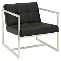 Hover Leatherette Lounge Chair - Tufted, Black