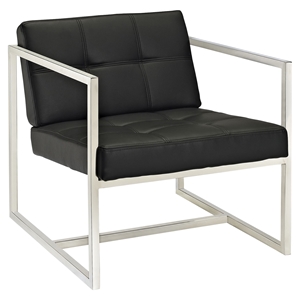 Hover Leatherette Lounge Chair - Tufted, Black 