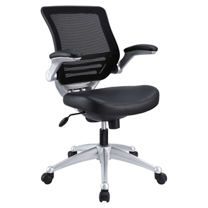 Edge Leather Office Chair - Adjustable Height, Swivel, Black 