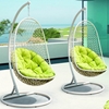 Encounter Lounge Chair & Stand - White Frame, Green Cushion - EEI-738-SET