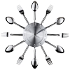 Fork & Spoon Decorative Wall Clock - Silver Tone - EEI-760