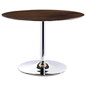 Rostrum Round Dining Table - Chrome Steel Base, Walnut Top 