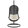 Parlay Hanging Rattan Chair - Espresso Frame, White Cushion - EEI-806-SET