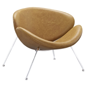 Nutshell Leatherette Lounge Chair - Tan 