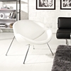 Nutshell Upholstered Lounge Chair - Chrome Steel Legs, White - EEI-809-WHI