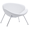 Nutshell Upholstered Lounge Chair - Chrome Steel Legs, White - EEI-809-WHI