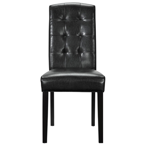 Perdure Tufted Dining Chair - Wood Legs, Black 