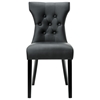 Silhouette Button Tufted Dining Chair - Wood Legs, Black - EEI-812-BLK