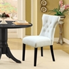 Silhouette Button Tufted Dining Chair - Wood Legs, White - EEI-812-WHI