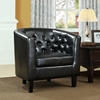 Cheer Button Tufted Club Chair - Wood Legs, Black - EEI-813-BLK
