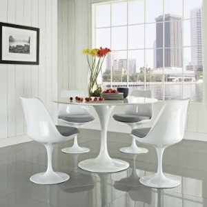 Lippa 5 Pieces Fiberglass Dining Set - Gray 