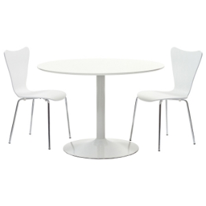 Revolve 3 Piece Round Dining Set - White 