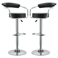 Diner Faux Leather Bar Stools - Black (Set of 2)